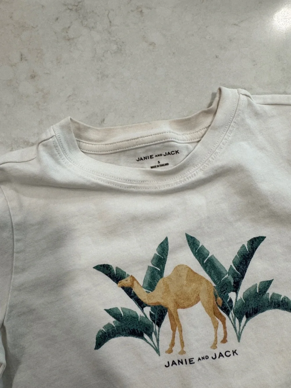 Janie and Jack Camel Swim Trunks and Cotton Shirt 5T - Picture 7 of 8